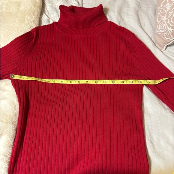 Red Turtleneck Sweater Talbots 100% Cotton - Picture 2 of 7